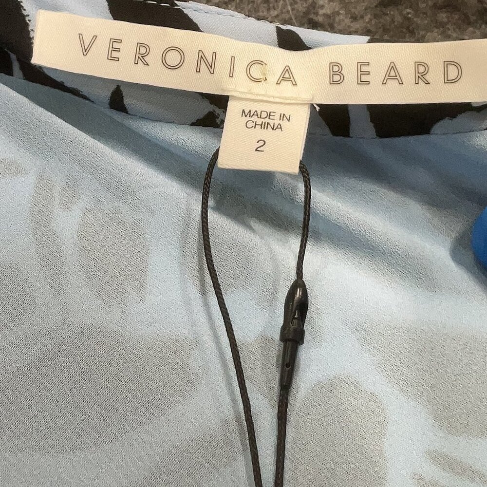 NWT Veronica Beard Blue Multi Silk Blend Vida One-Shoulder Top Size 2 MSRP $395 - Picture 5 of 5